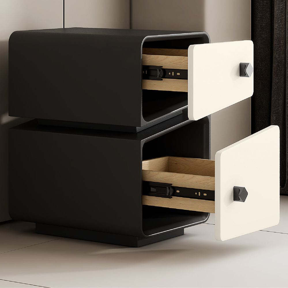 Minimalist Solid Wood 2-Drawer Nightstand