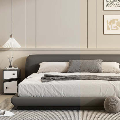 Minimalist Solid Wood 2-Drawer Nightstand — Black