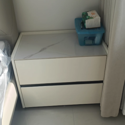 Minimalist Slab Wood 2-Drawer Nightstand