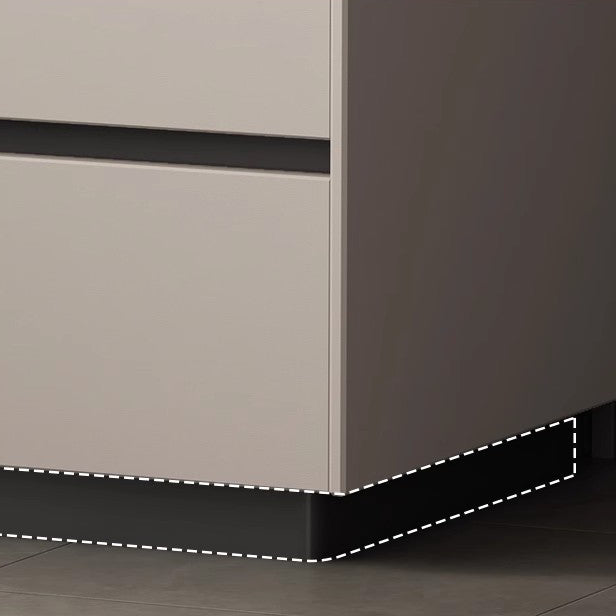 Minimalist Slab Wood 2-Drawer Nightstand — Light Gray