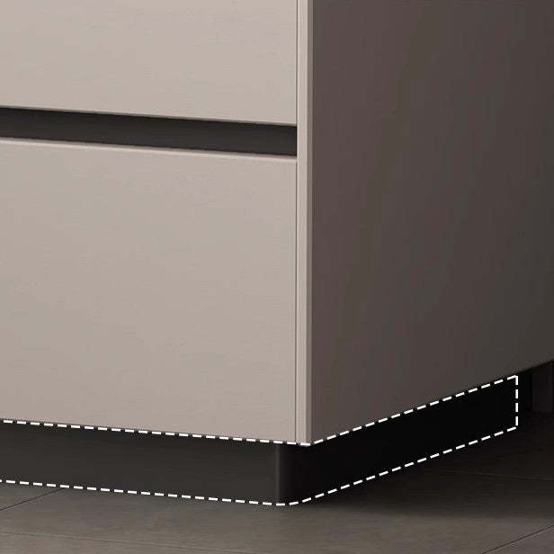 Minimalist Slab Wood 2-Drawer Nightstand — Light Gray