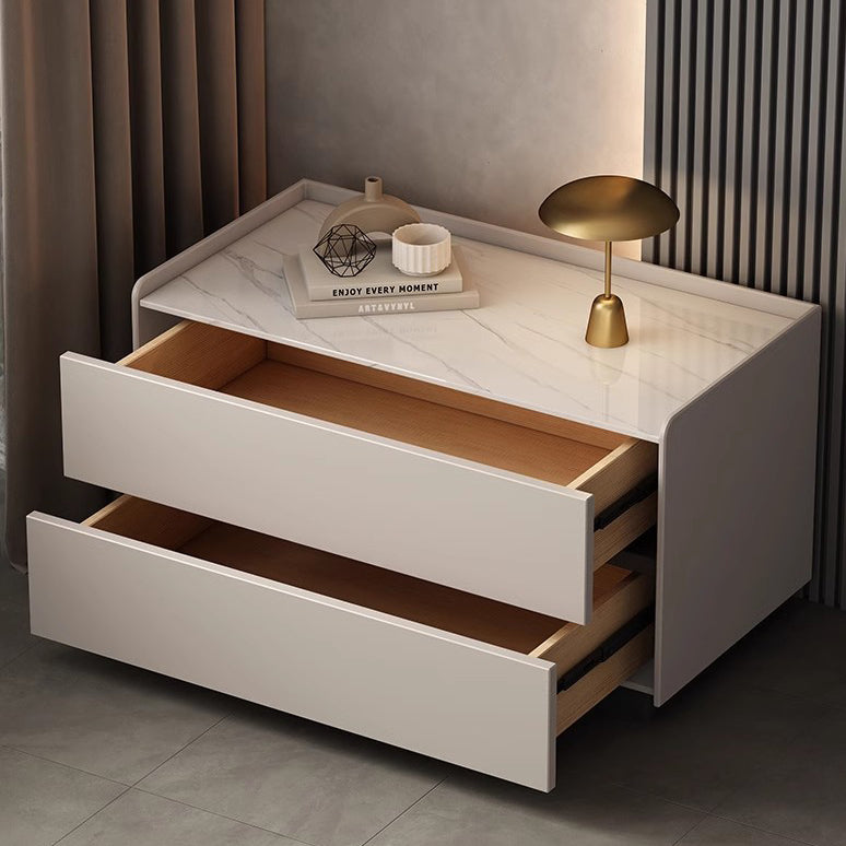 Minimalist Slab Wood 2-Drawer Nightstand — Dark Gray