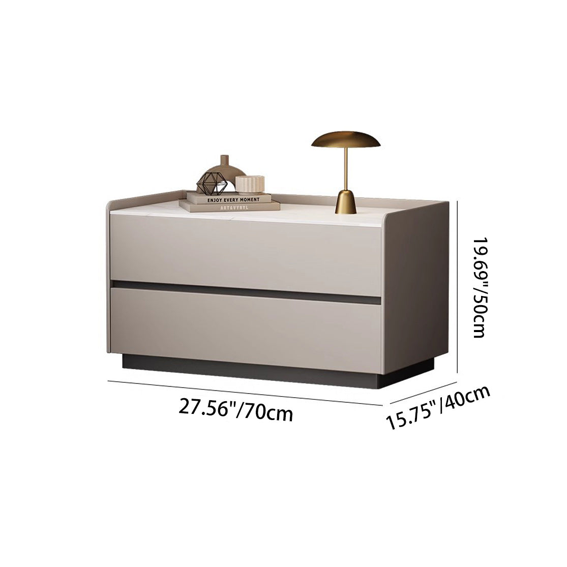 Minimalist Slab Wood 2-Drawer Nightstand — White