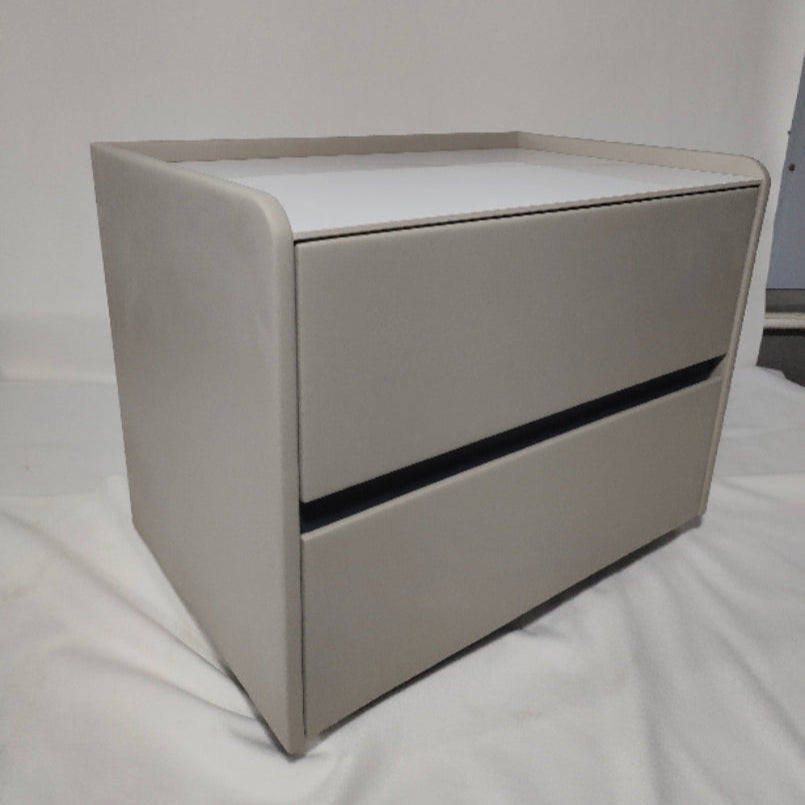 Minimalist Slab Wood 2-Drawer Nightstand