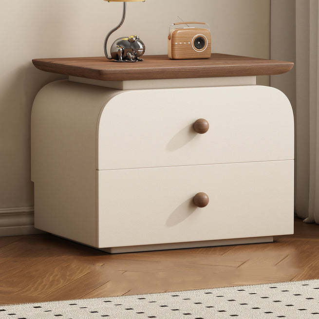 Mid-century 2-drawer gray nightstands — 15.75" L x 15.75" W x 18.9" H / White