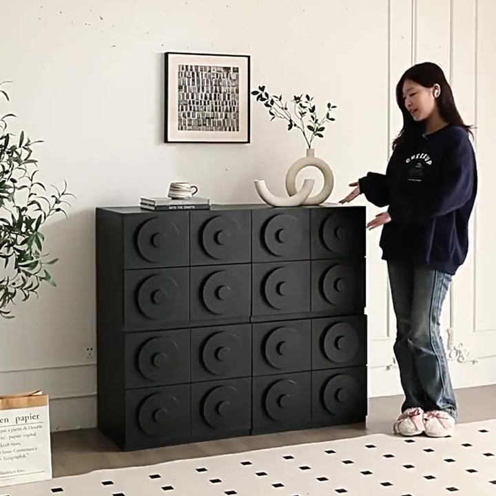 Retro Solid Wood 1-Drawer 1-Cabinet Square Nightstand