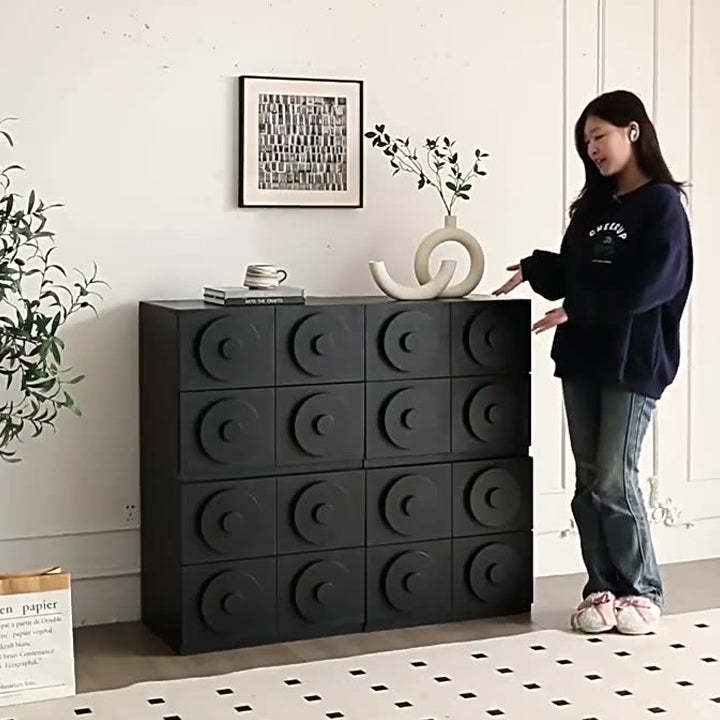 Retro Solid Wood 1-Drawer 1-Cabinet Square Nightstand