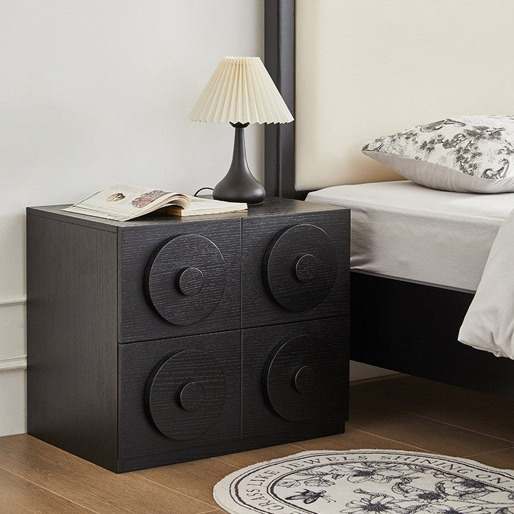 Retro Solid Wood 1-Drawer 1-Cabinet Square Nightstand