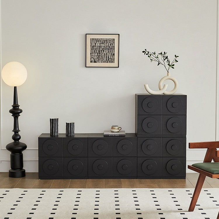 Retro Solid Wood 1-Drawer 1-Cabinet Square Nightstand