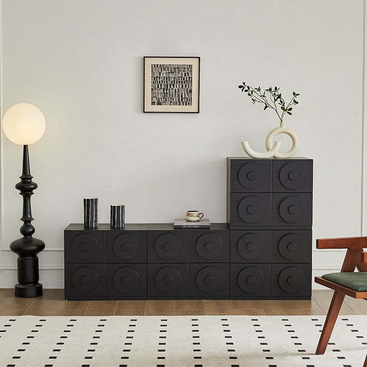 Retro Solid Wood 1-Drawer 1-Cabinet Square Nightstand