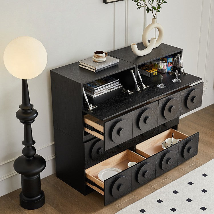 Retro Solid Wood 1-Drawer 1-Cabinet Square Nightstand