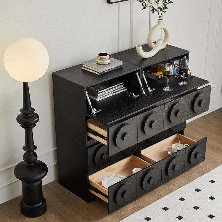 Retro Solid Wood 1-Drawer 1-Cabinet Square Nightstand