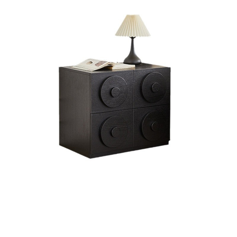 Retro Solid Wood 1-Drawer 1-Cabinet Square Nightstand