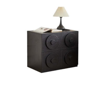 Retro Solid Wood 1-Drawer 1-Cabinet Square Nightstand