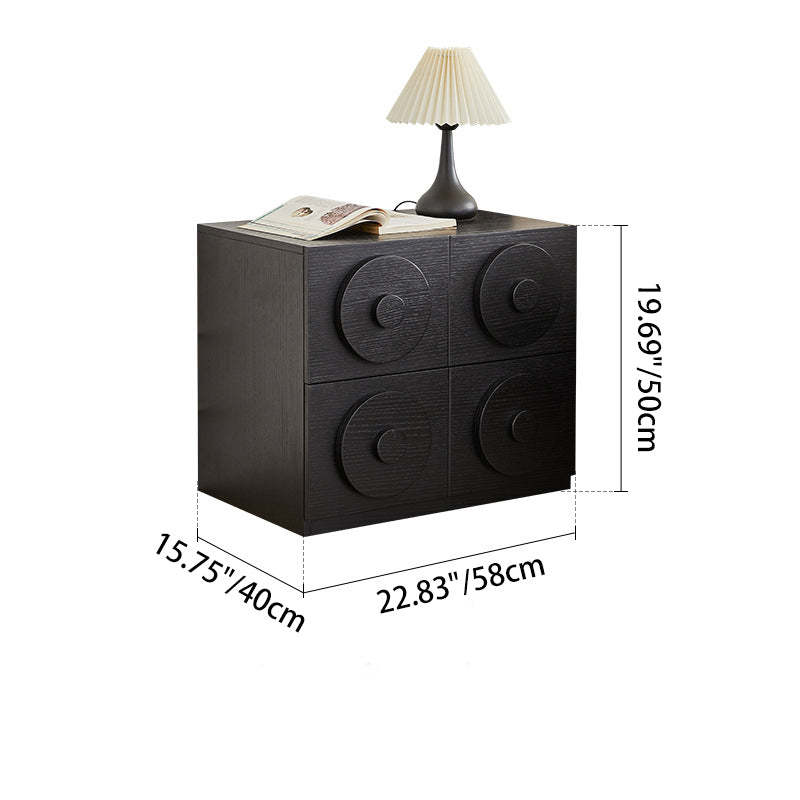 Retro Solid Wood 1-Drawer 1-Cabinet Square Nightstand