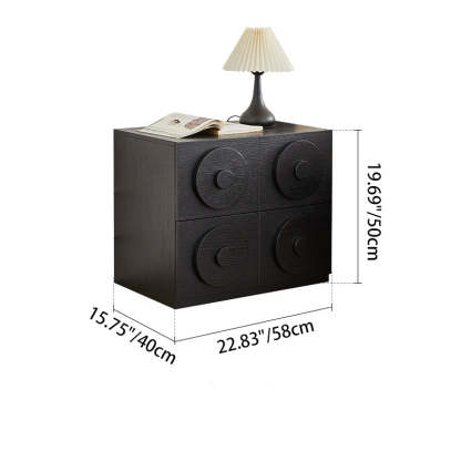 Retro Solid Wood 1-Drawer 1-Cabinet Square Nightstand