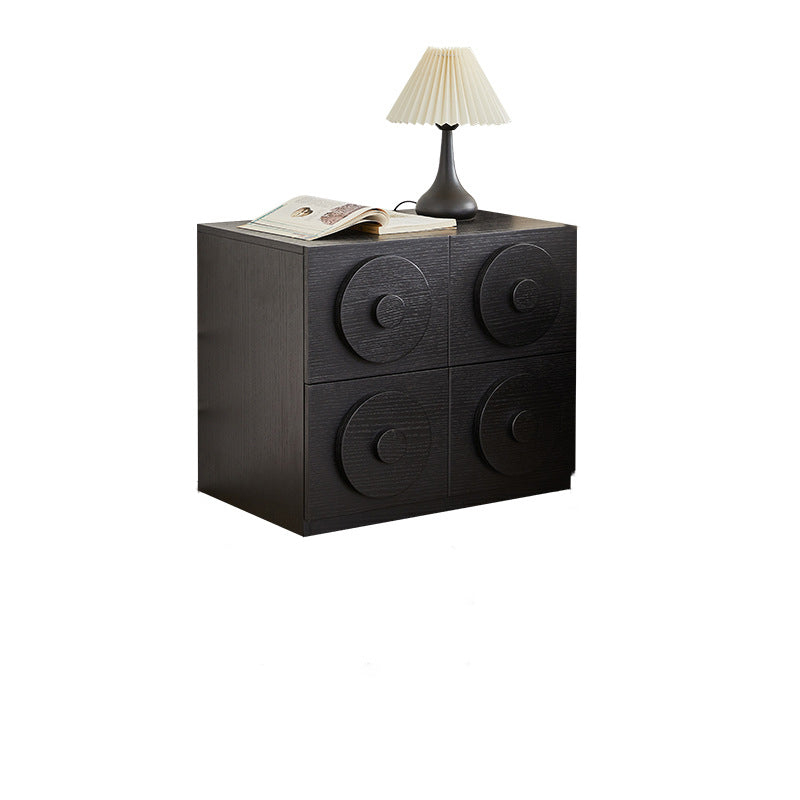 Retro Solid Wood 1-Drawer 1-Cabinet Square Nightstand
