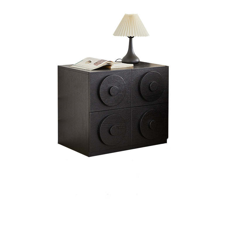 Retro Solid Wood 1-Drawer 1-Cabinet Square Nightstand