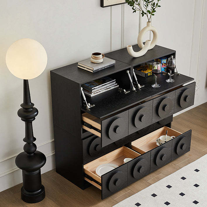 Retro Solid Wood 1-Drawer 1-Cabinet Square Nightstand