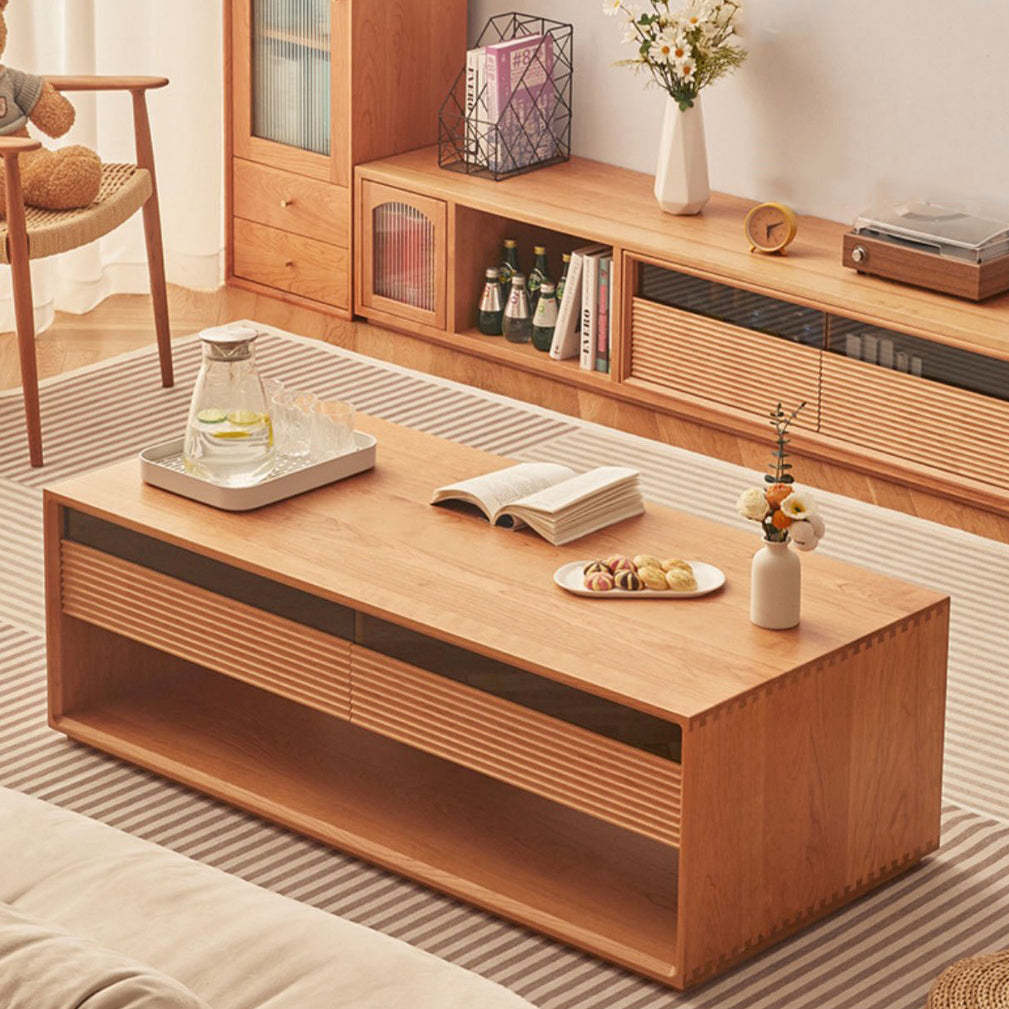 Nordic Pine Coffee Table 2-Drawer 2-Cabinet — Pine