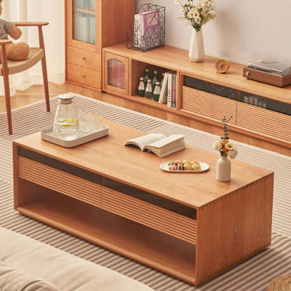 Nordic Pine Coffee Table 2-Drawer 2-Cabinet — Pine