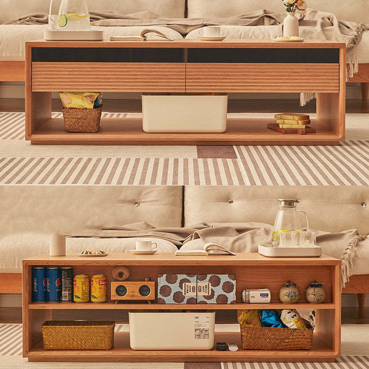 Nordic Pine Coffee Table 2-Drawer 2-Cabinet — Cherry Wood