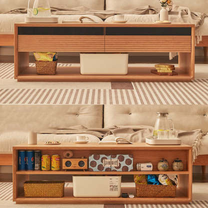 Nordic Pine Coffee Table 2-Drawer 2-Cabinet — Cherry Wood