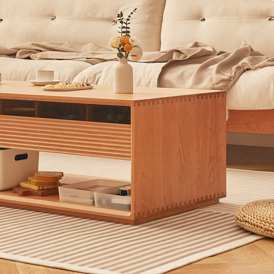 Nordic Pine Coffee Table 2-Drawer 2-Cabinet