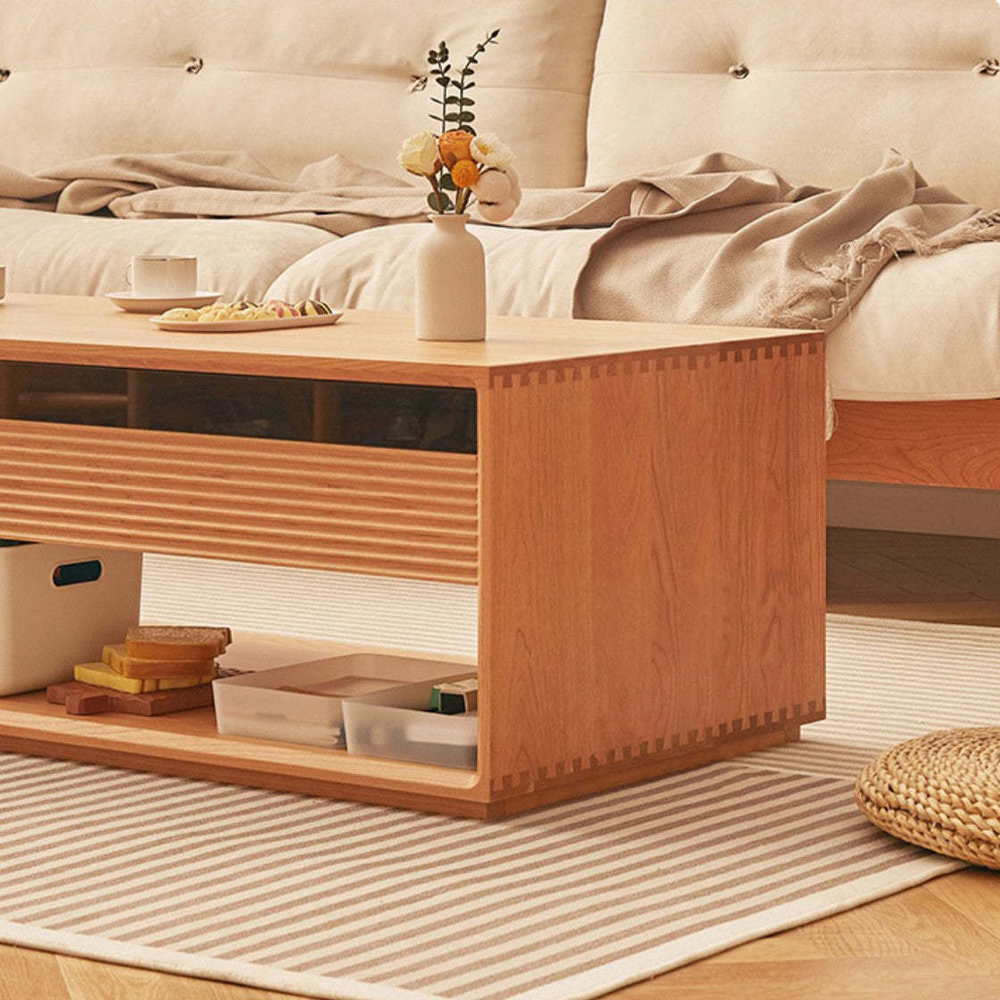 Nordic Pine Coffee Table 2-Drawer 2-Cabinet