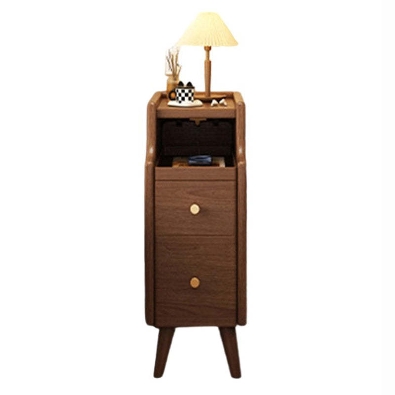 Nordic Rubber Wood Narrow 2-Drawer 1-Cabinet Nightstand
