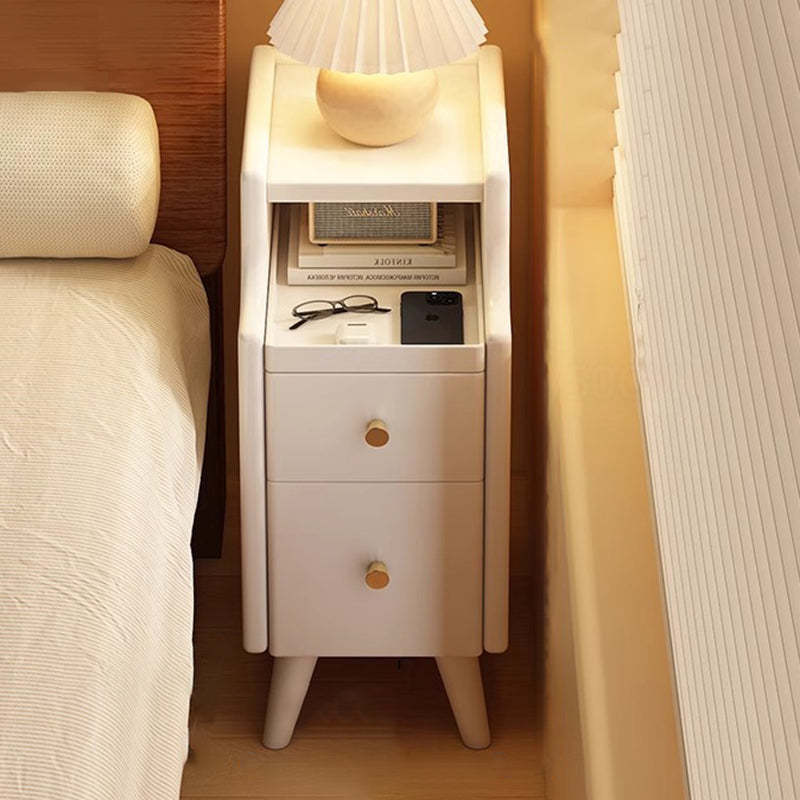 Nordic narrow 2-drawer nightstands in wood — 7.87" L x 15.75" W x 19.69" H / White