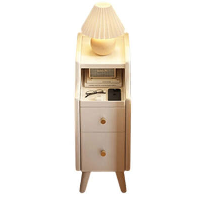 Nordic Rubber Wood Narrow 2-Drawer 1-Cabinet Nightstand