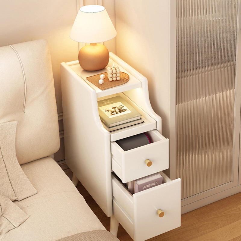 Nordic Rubber Wood Narrow 2-Drawer 1-Cabinet Nightstand