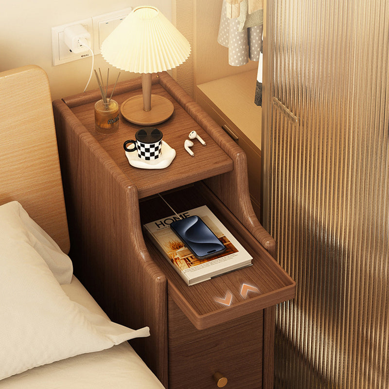 Nordic Rubber Wood Narrow 2-Drawer 1-Cabinet Nightstand