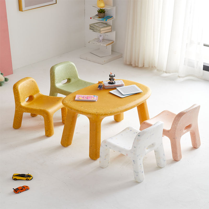 Nordic Oval Colorful Kids Desk and Chair Set