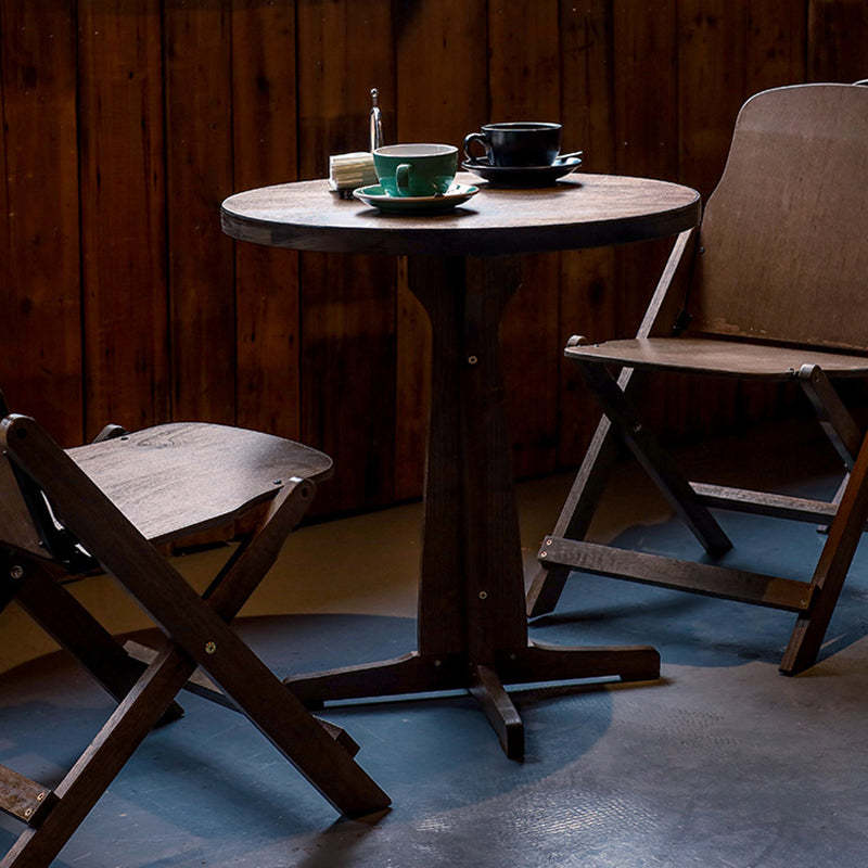 Retro Wood Iron Round Coffee Chair Set