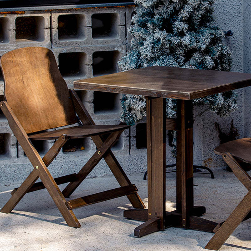 Retro Wood Iron Round Coffee Chair Set