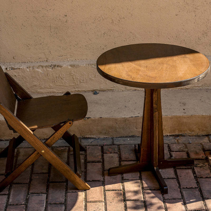 Retro Wood Iron Round Coffee Chair Set