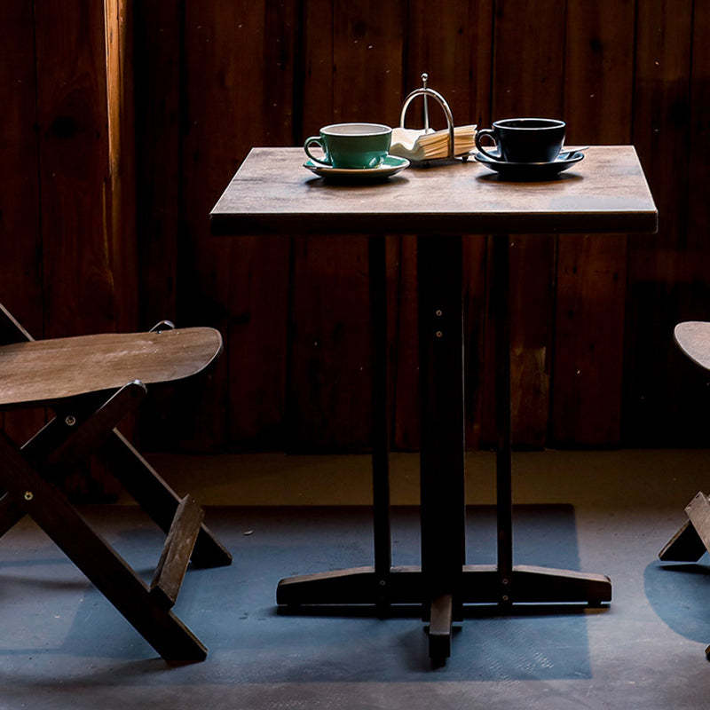 Retro Wood Iron Round Coffee Chair Set