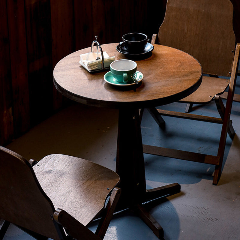 Retro Wood Iron Round Coffee Chair Set