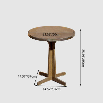Retro Wood Iron Round Coffee Chair Set