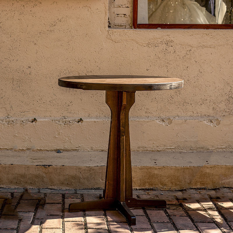 Retro Wood Iron Round Coffee Chair Set