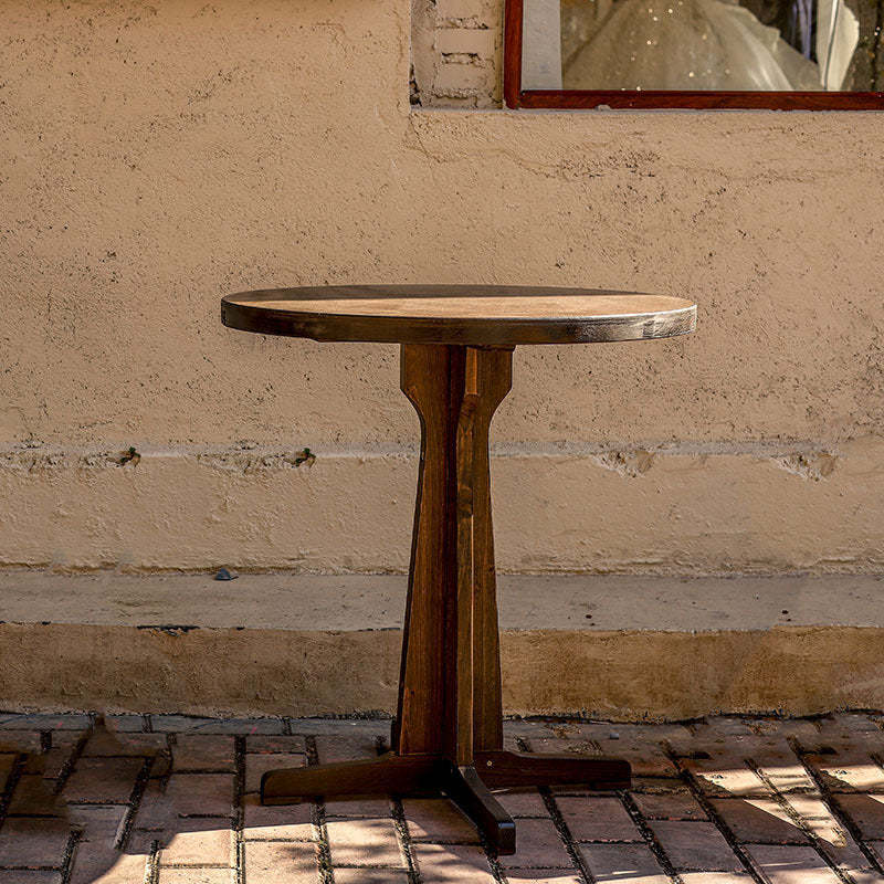 Retro Wood Iron Round Coffee Chair Set