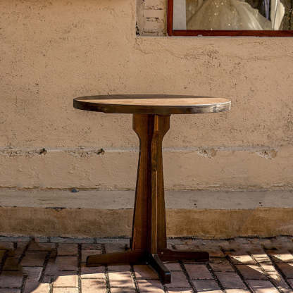 Retro Wood Iron Round Coffee Chair Set
