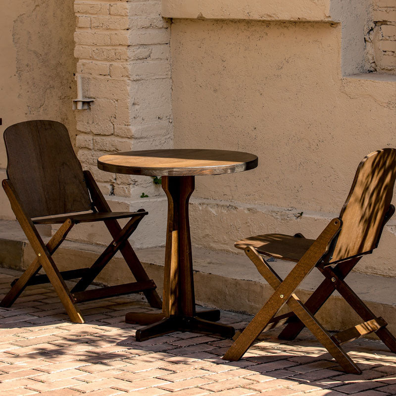 Retro Wood Iron Round Coffee Chair Set