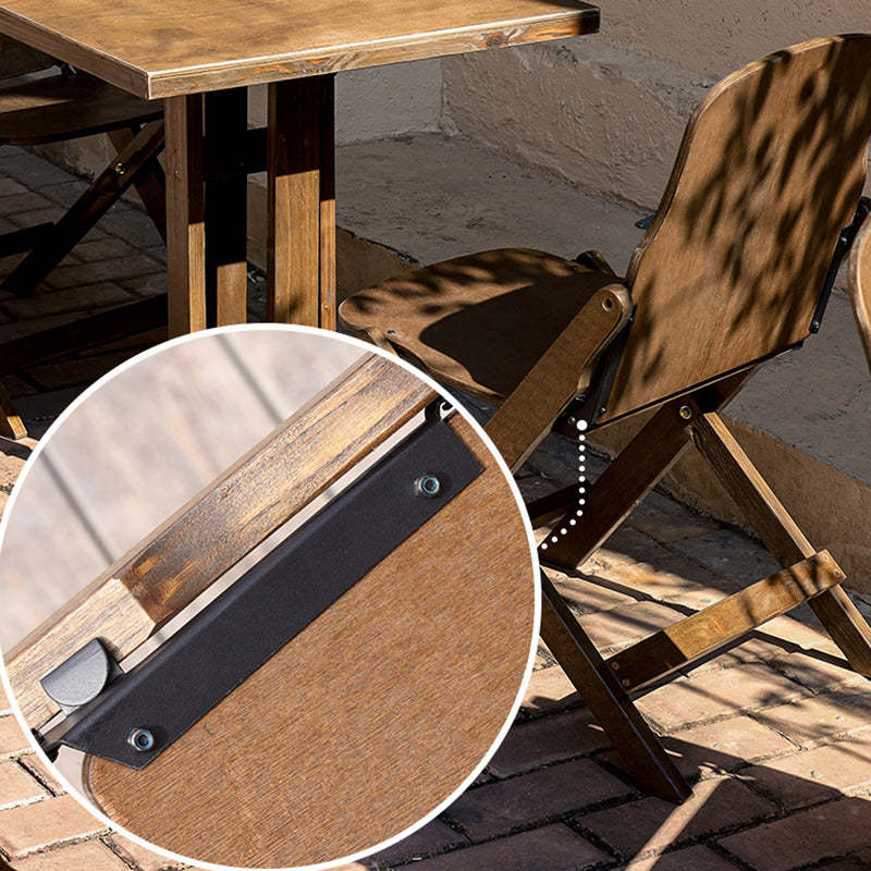 Retro Wood Iron Round Coffee Chair Set