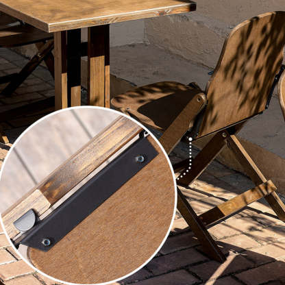 Retro Wood Iron Round Coffee Chair Set