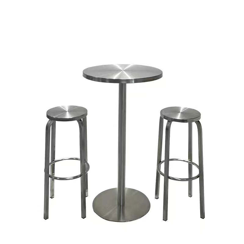 Industrial Steel Round Coffee Table and Stool Set