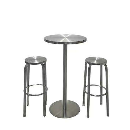 Industrial Steel Round Coffee Table and Stool Set