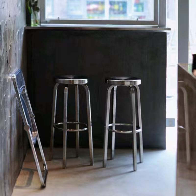 Industrial Steel Round Coffee Table and Stool Set